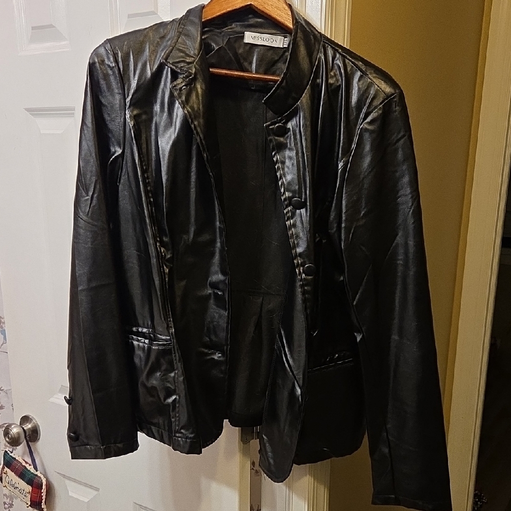 MISSLOOK Black Leather Jacket